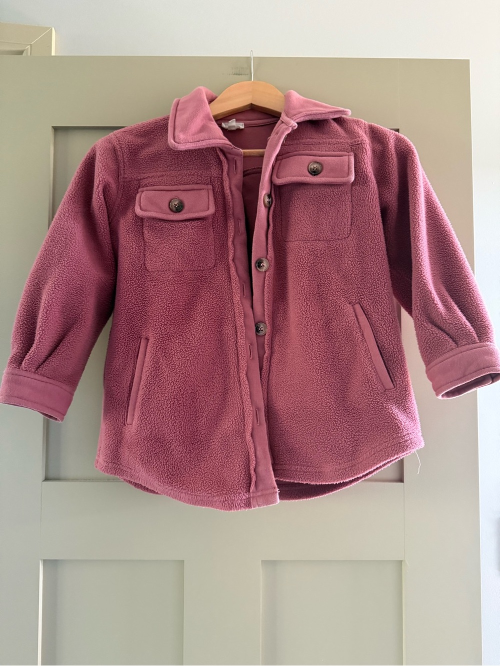 12 Pm By Mon Ami Plush Button-Front Shacket in Rose